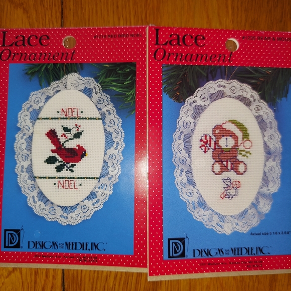 Design for the Needle Other - Lace Cross-Stitch Ornaments - Cardinal & Teddy Designs